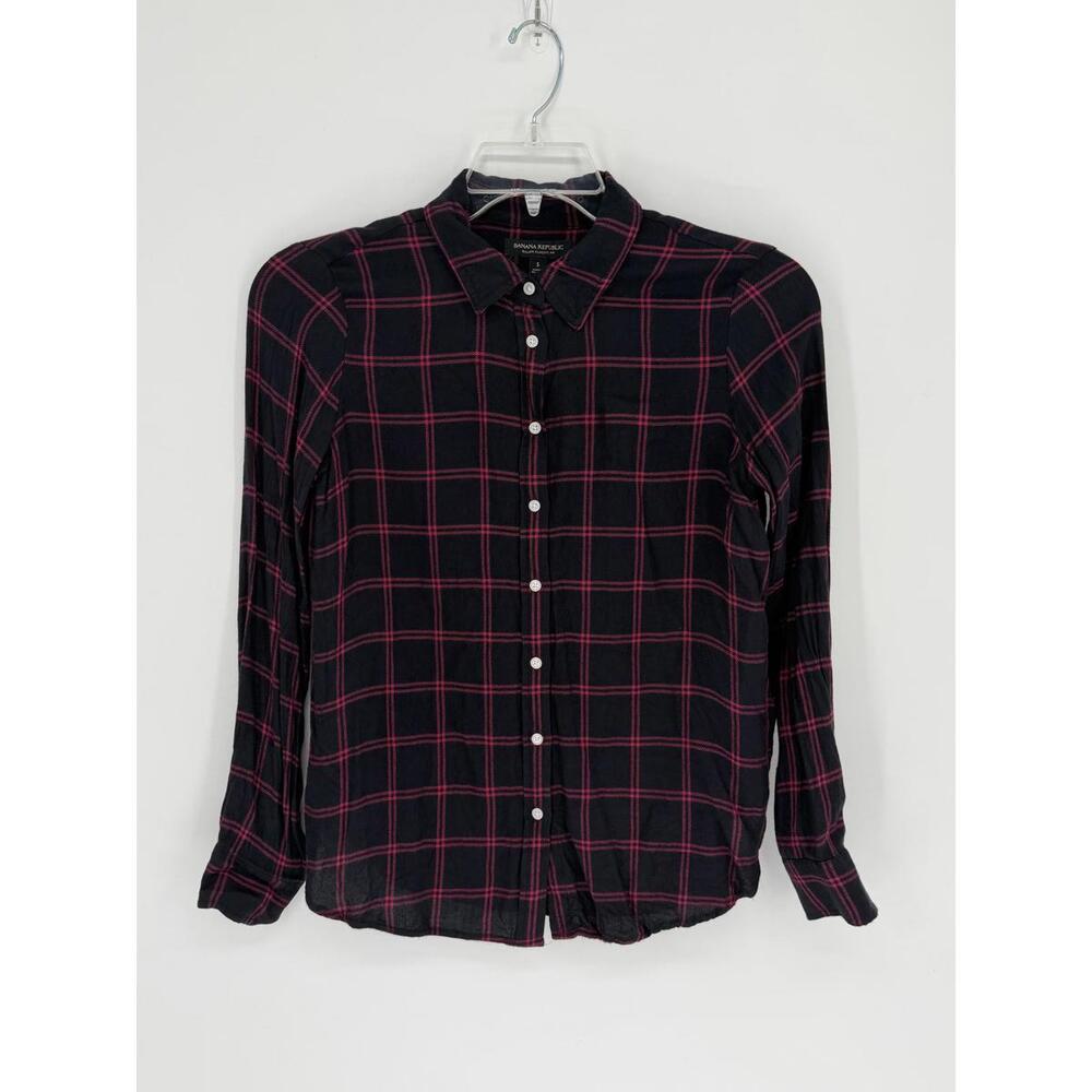 Plaid Button-Up Shirt Small Dillon Classic Fit Cotton Blend Banana‎ Republic